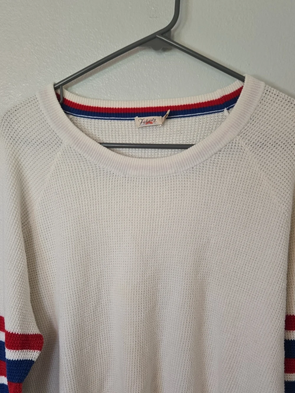 Faherty | Throwback Wisp Waffle Cotton Cashmere Sweater Americana Size XL